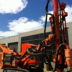 Drill rig after roll over repair, before refinish